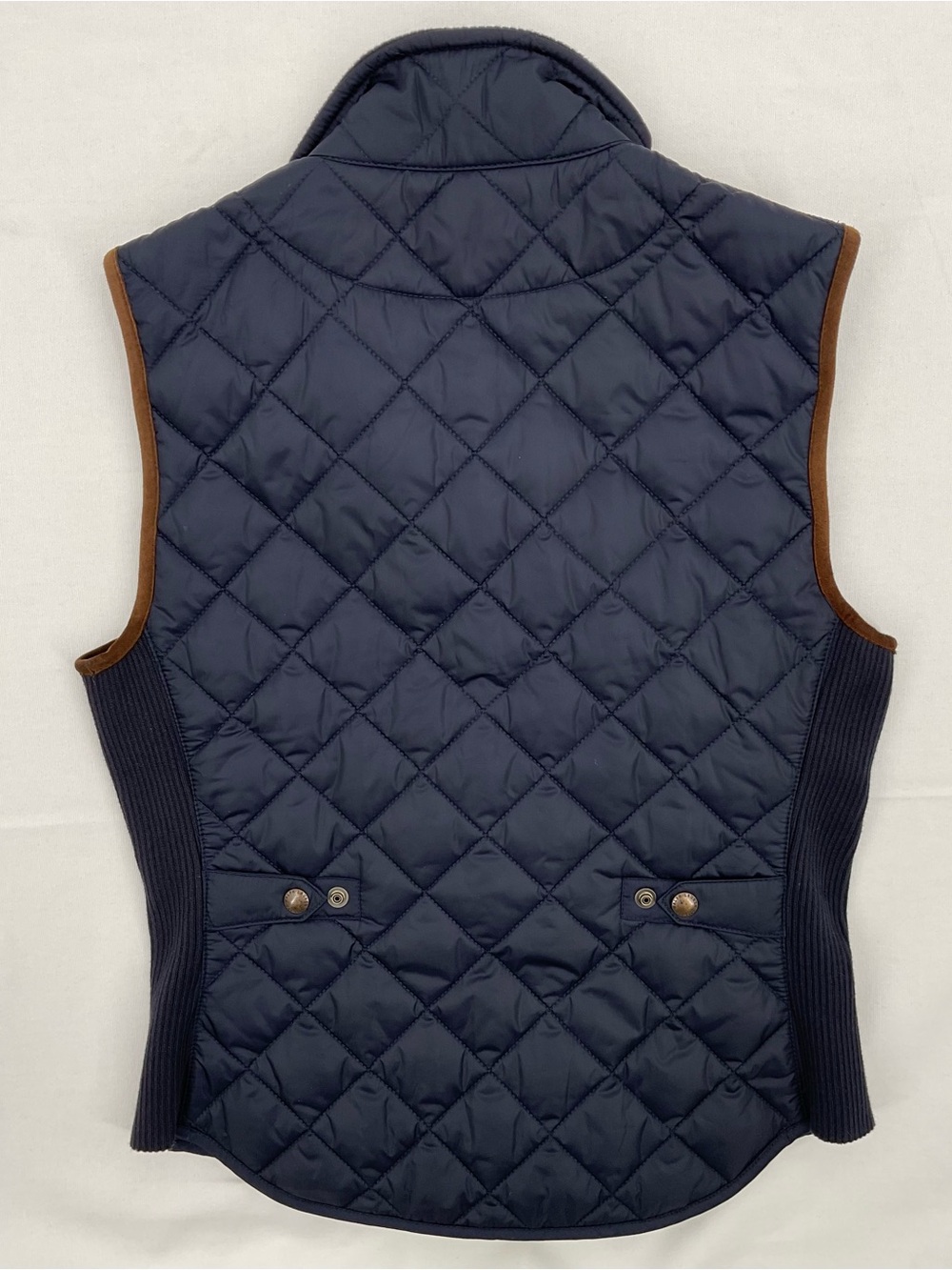 Polo Ralph Lauren Crest Quilted Vest Navy Lamb Suede Trim Equestrian Size Small - Picture 14 of 16